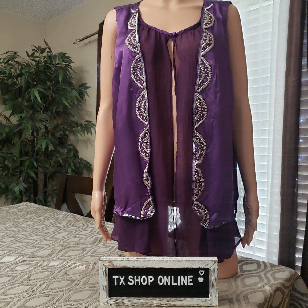 Olivia & Grace blouse with attached beaded vest